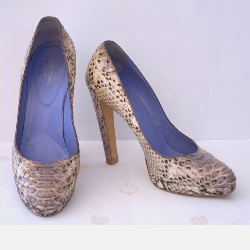 Sergio Rossi Grey Lavender Python Platform Snakes… - image 2